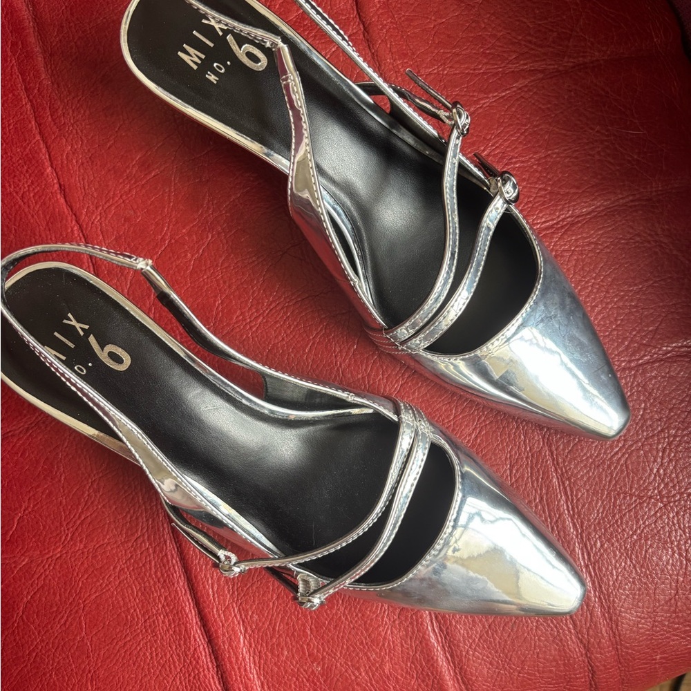 Mix No. 6 Silver Strappy Heels never worn